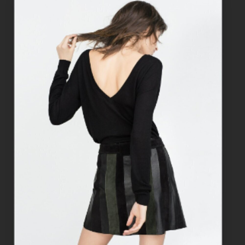 Zara Double Plunge V Kneck Sweater